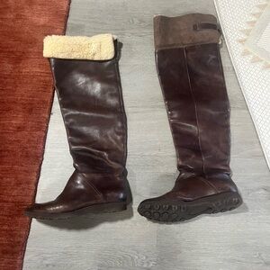 Brown real leather boots